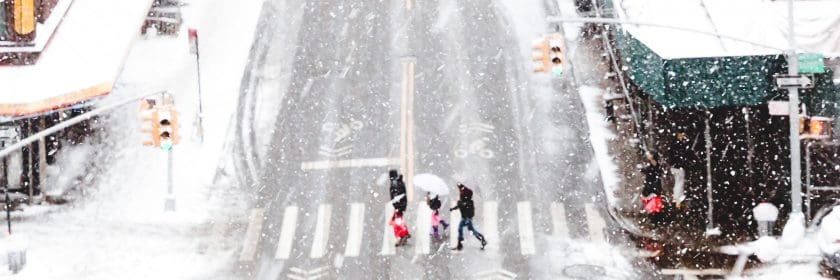 City view of a cold winter day