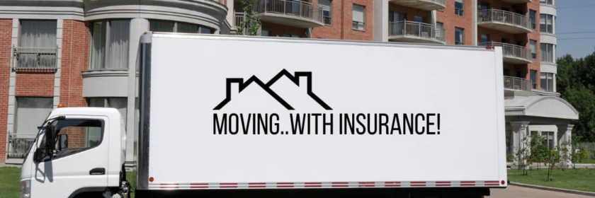 An image showing a moving truck with the text moving insurance written on it.