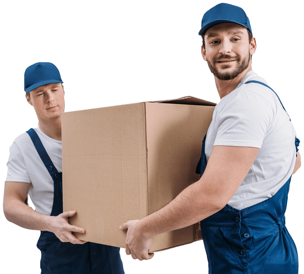 My Step-by-Step Guide to Condo Moves in Downtown Ottawa and Montreal 11 two handsome movers transporting cardboard box in ER3BXQS